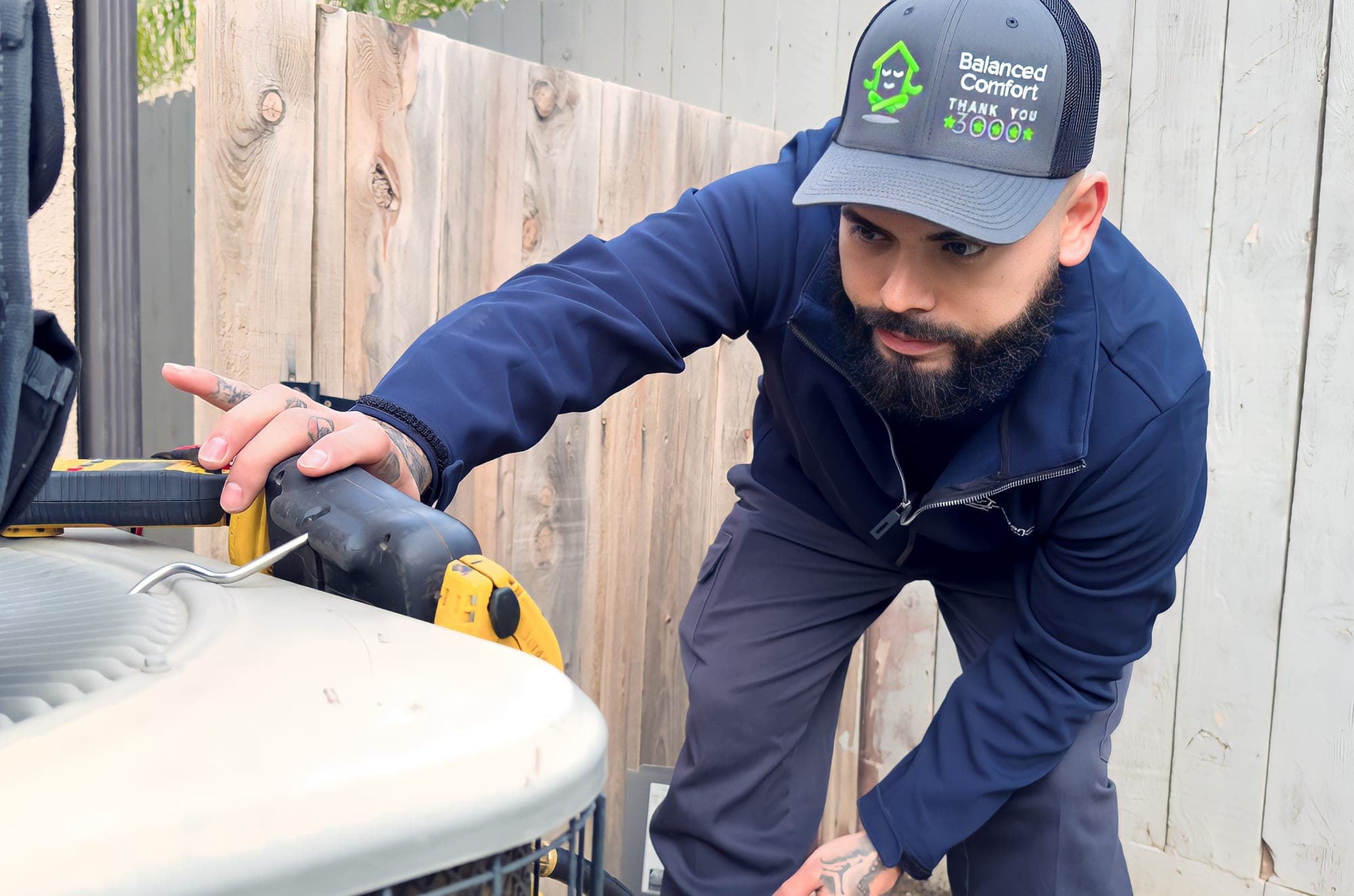 A balanced comfort employee performing a video inspection on a client's air ducts