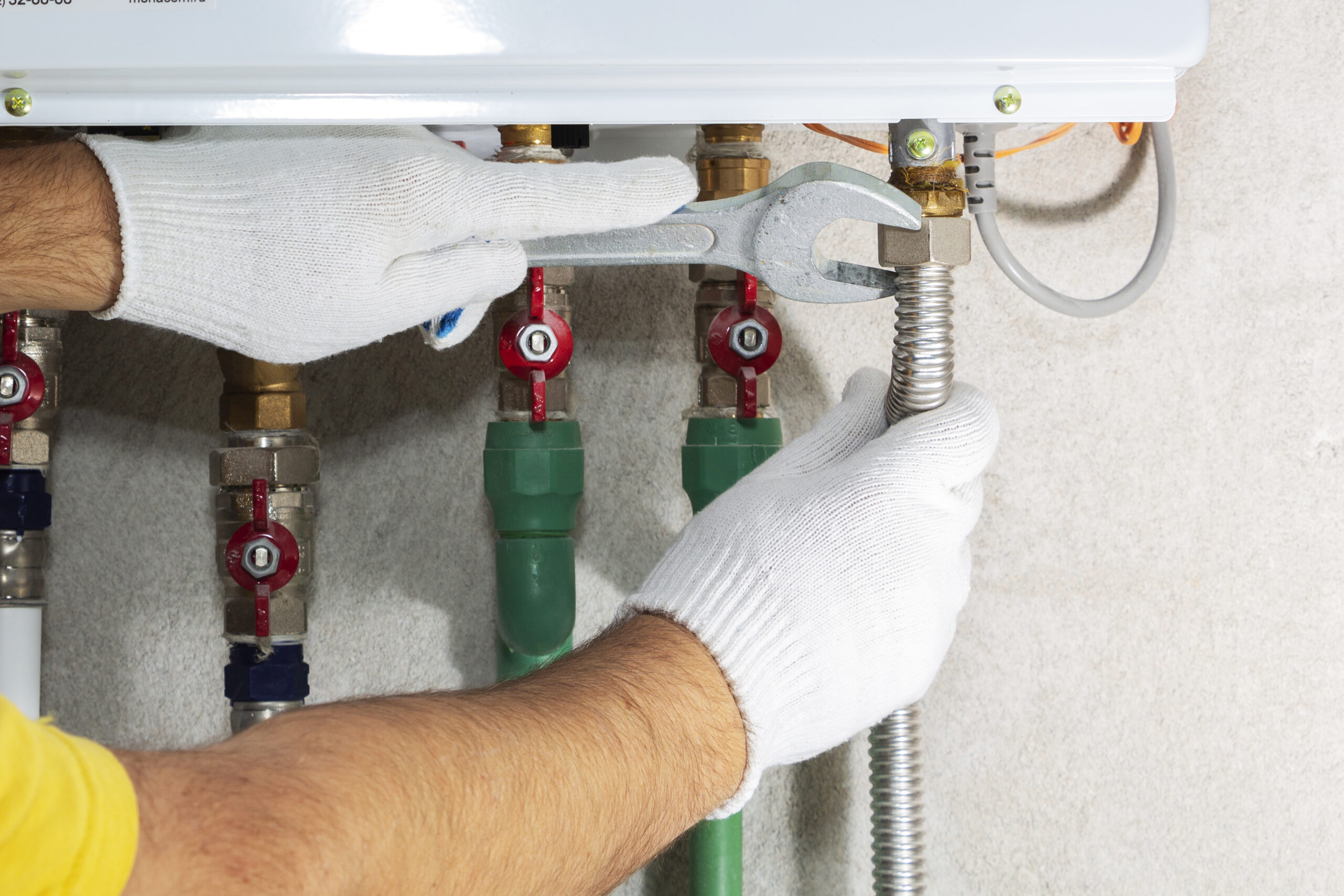 Furnace tune-up - attaching gas pipe boiler